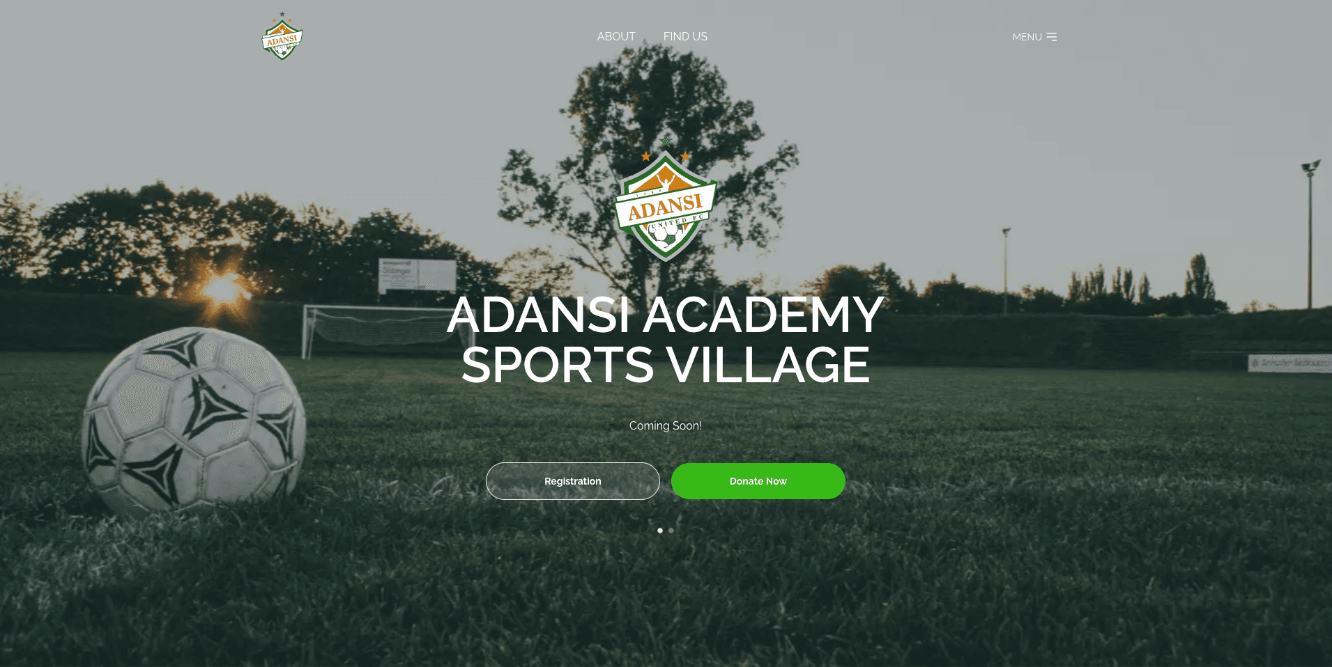 Adansi United: Football club website with academy and community programmes