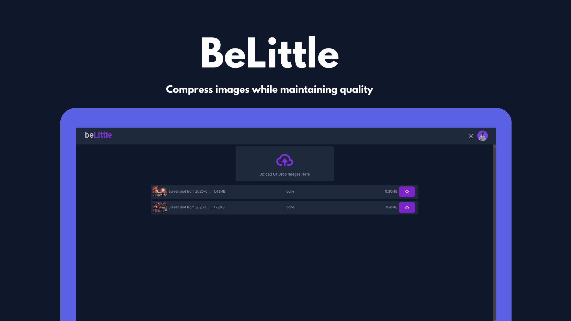 Be-Little: Tool to compress images without losing quality