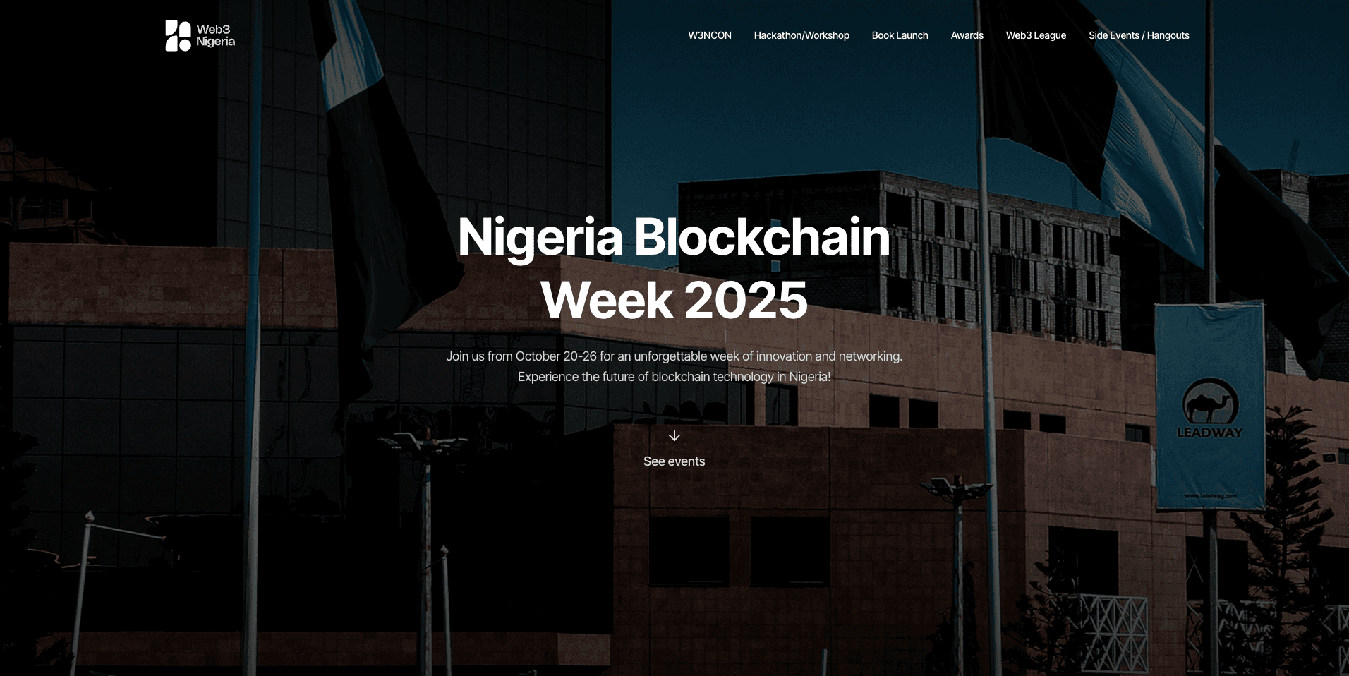 Nigeria Blockchain Week: Event website for conferences, hackathons, and awards