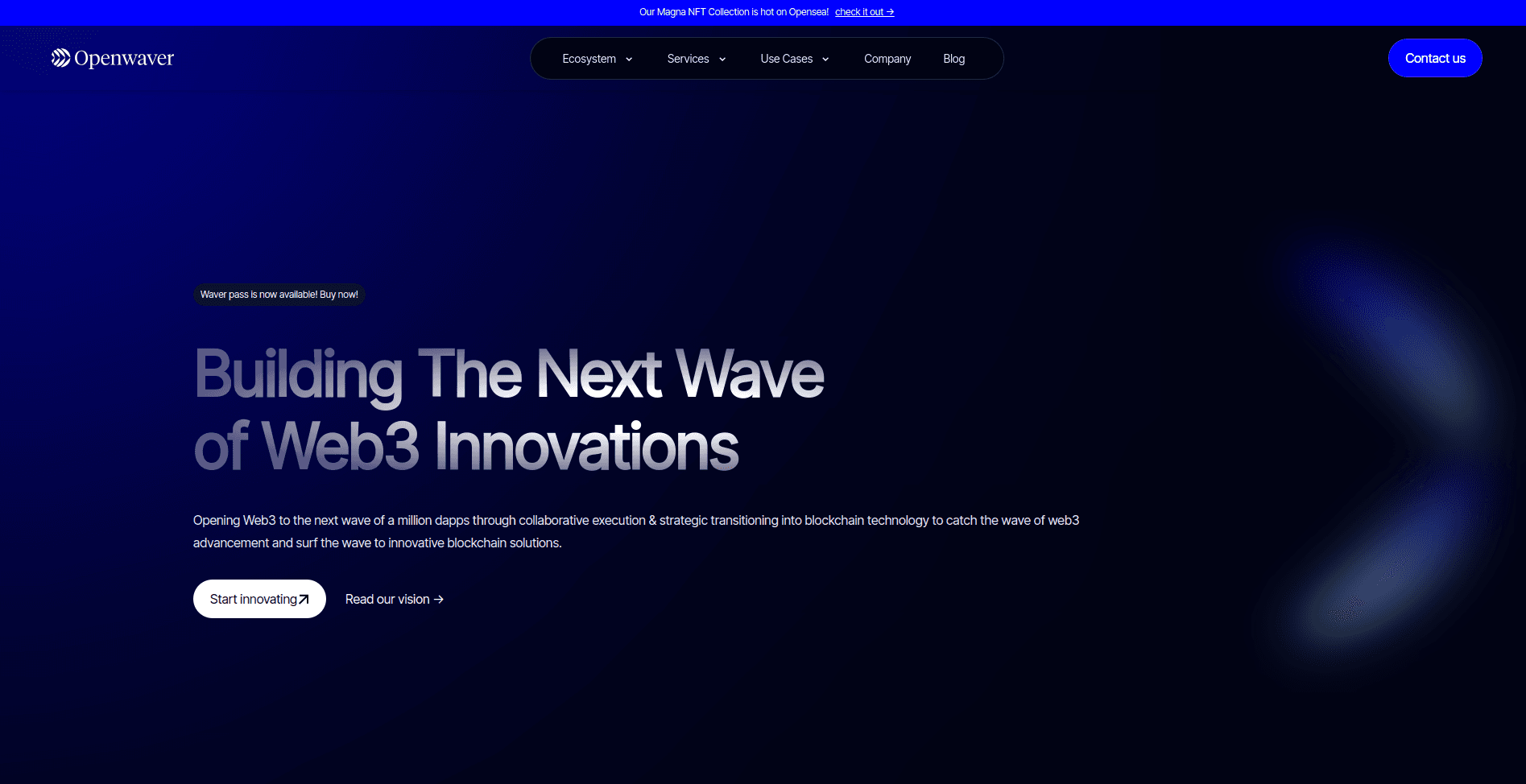 Openwaver: Studio website for blockchain products and apps