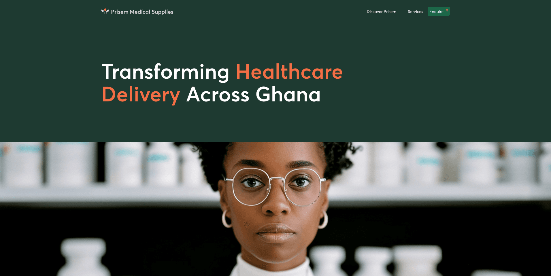 Prisem Medical: Company website for a medical supplies business in Ghana