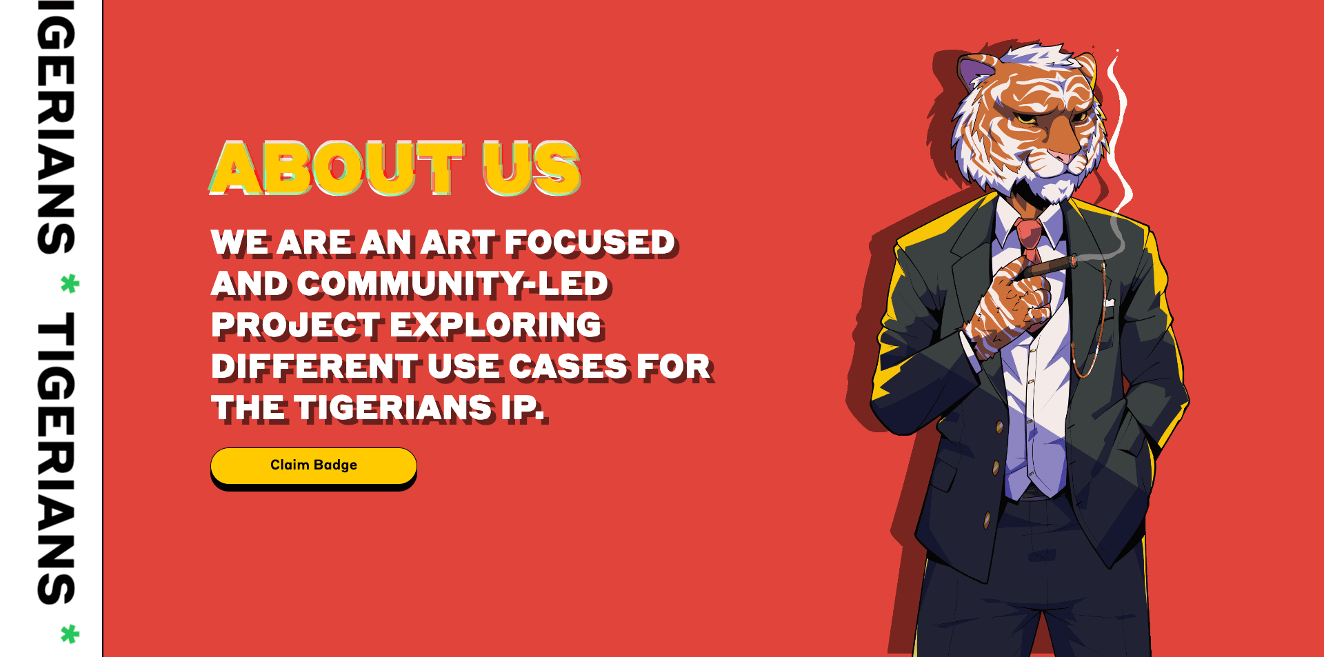Tigerians NFT: Website for an art and collectibles community