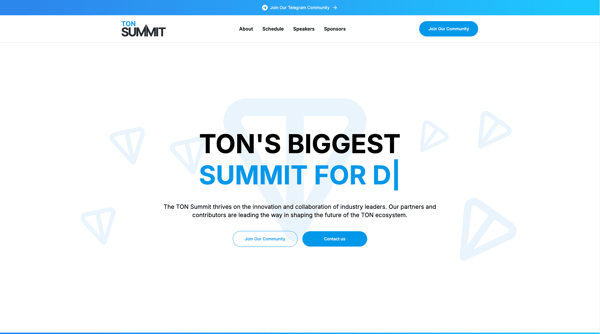 Ton Summit: Landing page for a flagship developer summit