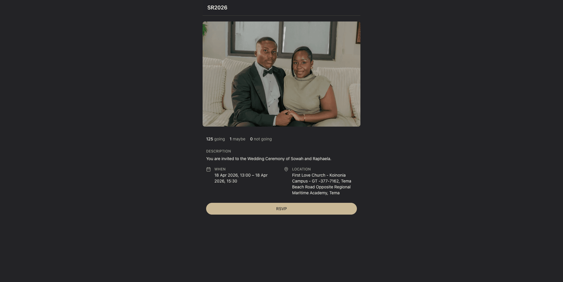 Velour: Digital wedding invitation with RSVP and event details