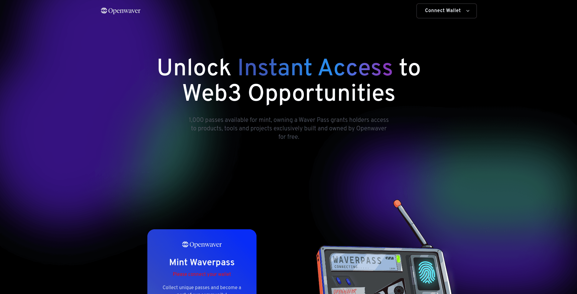 Waverpass: Landing page for exclusive product access passes